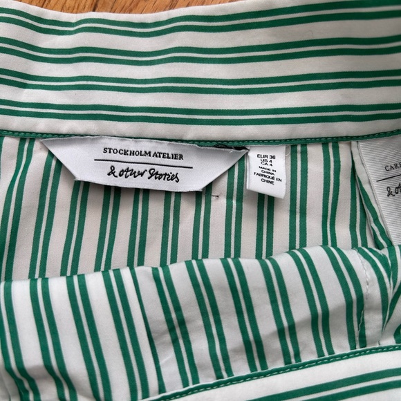 & Other Stories Mint Striped A-Line Skirt - Picture 8 of 9